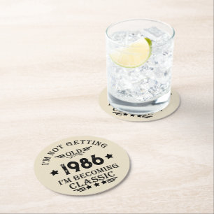 Personalisierte Vintage 35. Geburtstagsparty Runder Pappuntersetzer