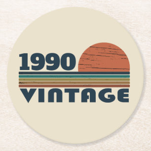 Personalisierte Vintage 35. Geburtstagsparty Runder Pappuntersetzer