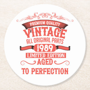 Personalisierte Vintage 35. Geburtstagsparty Runder Pappuntersetzer
