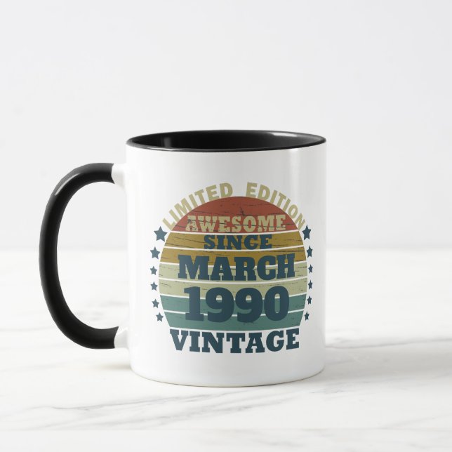 Personalisierte Vintage 35. Geburtstagsparty Tasse (Links)