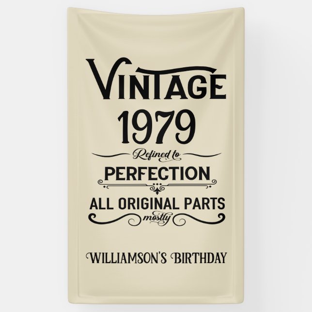 Personalisierte Vintage 45. Geburtstagsgeschenke s Banner (Vertikal)