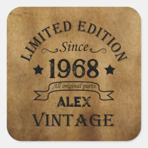 Personalisierte vintage 55. Geburtstagsfeier Quadratischer Aufkleber