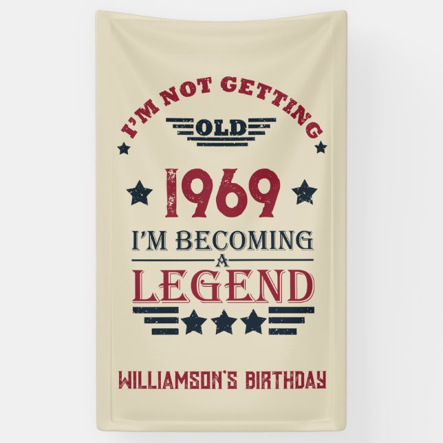 Personalisierte Vintage 55. Geburtstagsparty Banner (Vertikal)