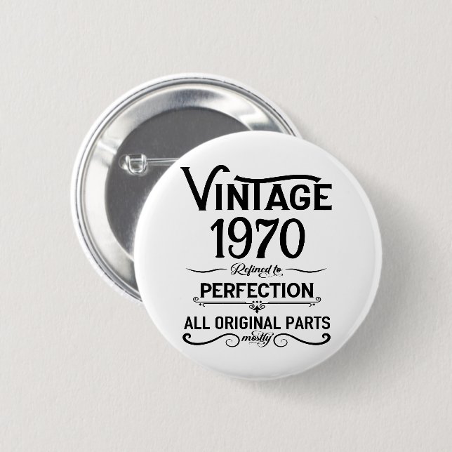 Personalisierte Vintage 55. Geburtstagsparty Button (Vorne & Hinten)