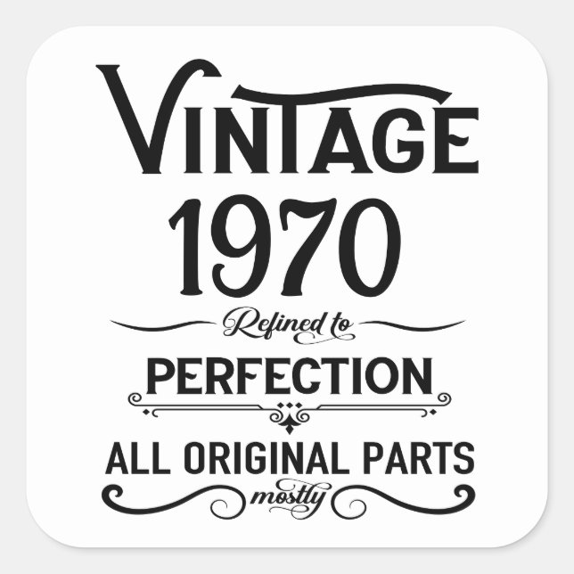 Personalisierte Vintage 55. Geburtstagsparty Quadratischer Aufkleber (Vorderseite)