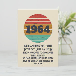 Personalisierte vintage 60. Geburtstagscocktailpar Einladung