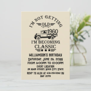 Personalisierte vintage 65. Geburtstagscocktailpar Einladung