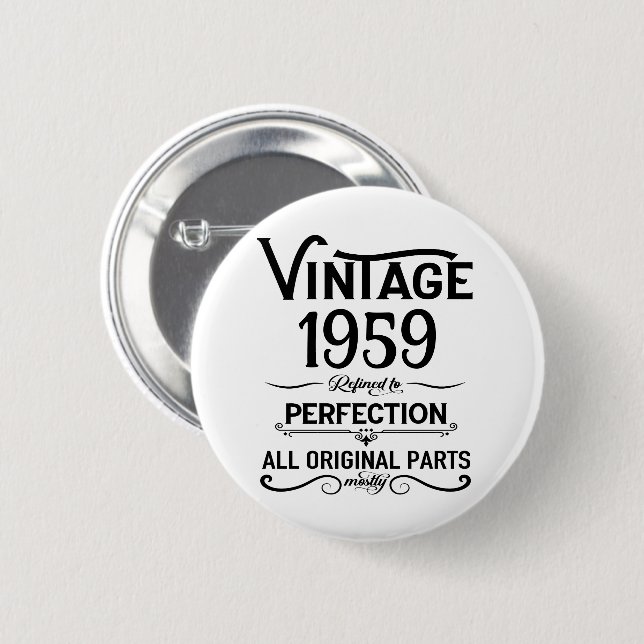Personalisierte Vintage-65-Geburtstagsfeier Button (Vorne & Hinten)