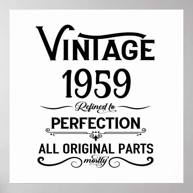 Personalisierte vintage 65. Geburtstagsfeier Poster (Vorne)