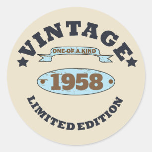 Personalisierte vintage 65. Geburtstagsfeier Runder Aufkleber