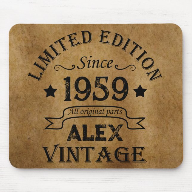 Personalisierte Vintage 65. Geburtstagsgeschenke Mousepad (Vorne)