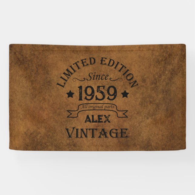 Personalisierte Vintage 65. Geburtstagsparty Banner (Horizontal)
