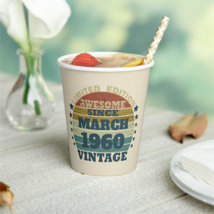 Personalisierte Vintage 65. Geburtstagsparty Pappbecher