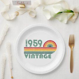Personalisierte Vintage 65. Geburtstagsparty Pappteller