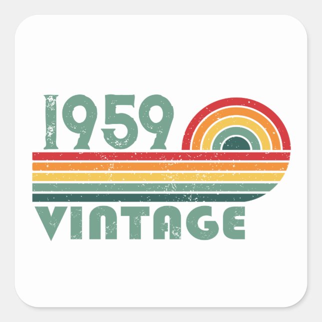 Personalisierte Vintage 65. Geburtstagsparty Quadratischer Aufkleber (Vorderseite)