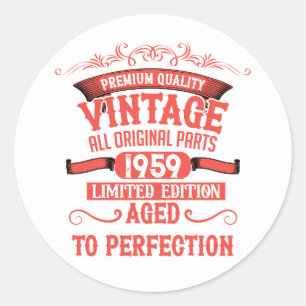 Personalisierte Vintage 65. Geburtstagsparty Runder Aufkleber