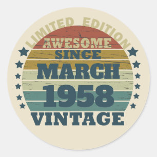 Personalisierte Vintage 65. Geburtstagsparty Runder Aufkleber