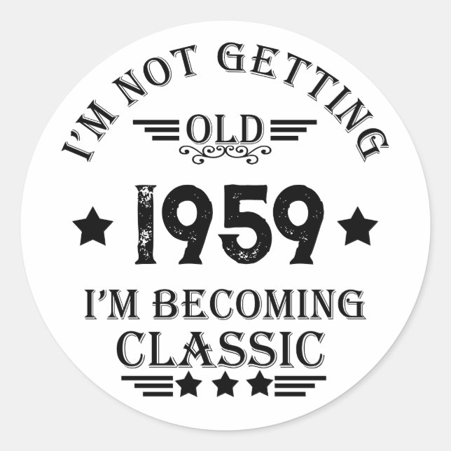 Personalisierte Vintage 65. Geburtstagsparty Runder Aufkleber (Vorderseite)