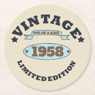 Personalisierte Vintage 65. Geburtstagsparty Runder Pappuntersetzer