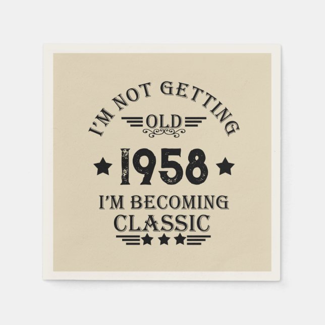 Personalisierte Vintage 65. Geburtstagsparty Serviette (Vorderseite)