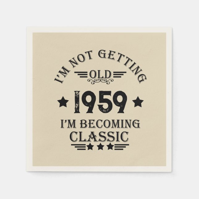 Personalisierte Vintage 65. Geburtstagsparty Serviette (Vorderseite)