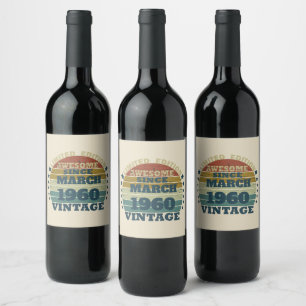Personalisierte Vintage 65. Geburtstagsparty Weinetikett