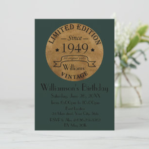 Personalisierte vintage 75. Geburtstagsfeier Einladung