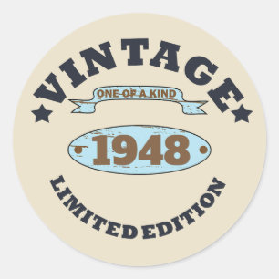 Personalisierte vintage 75. Geburtstagsfeier Runder Aufkleber