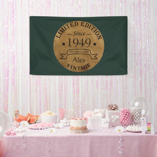 Personalisierte Vintage 75. Geburtstagsparty Banner (Party)