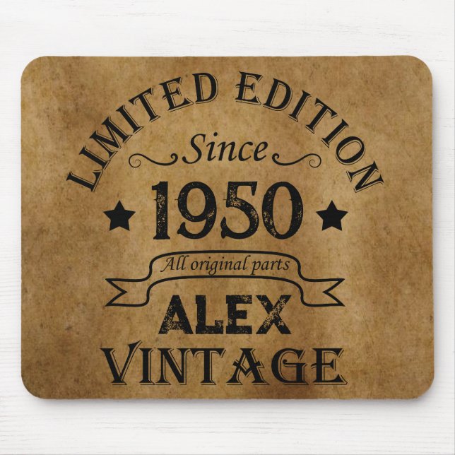 Personalisierte Vintage 75. Geburtstagsparty Mousepad (Vorne)