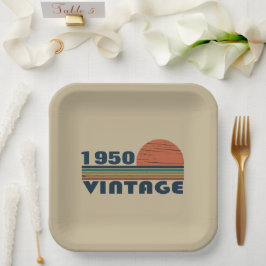 Personalisierte Vintage 75. Geburtstagsparty Pappteller