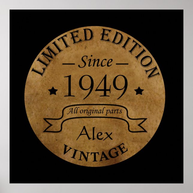 Personalisierte Vintage 75. Geburtstagsparty Poster (Vorne)
