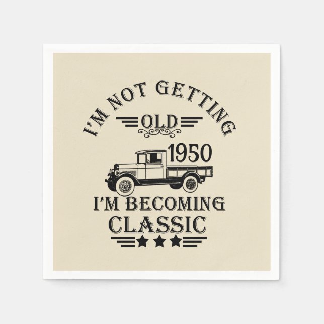 Personalisierte Vintage 75. Geburtstagsparty Serviette (Vorderseite)