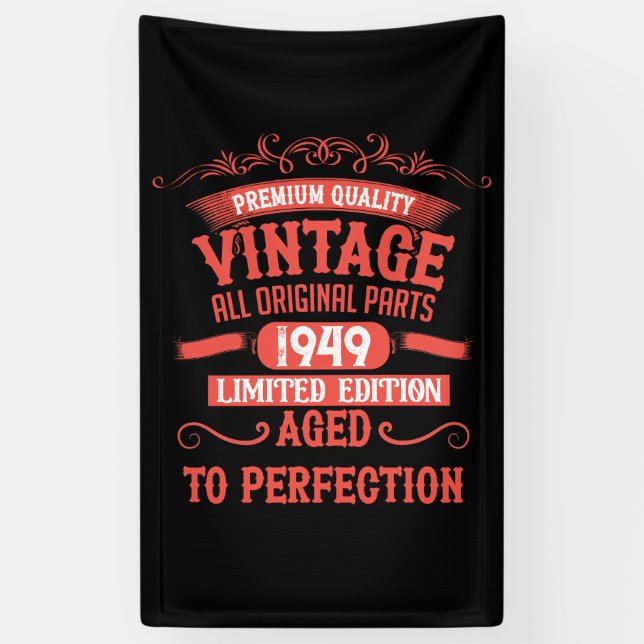 Personalisierte Vintage 75-Stunden-Geburtstagspart Banner (Vertikal)