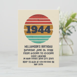 Personalisierte vintage 80. Geburtstagscocktailpar Einladung