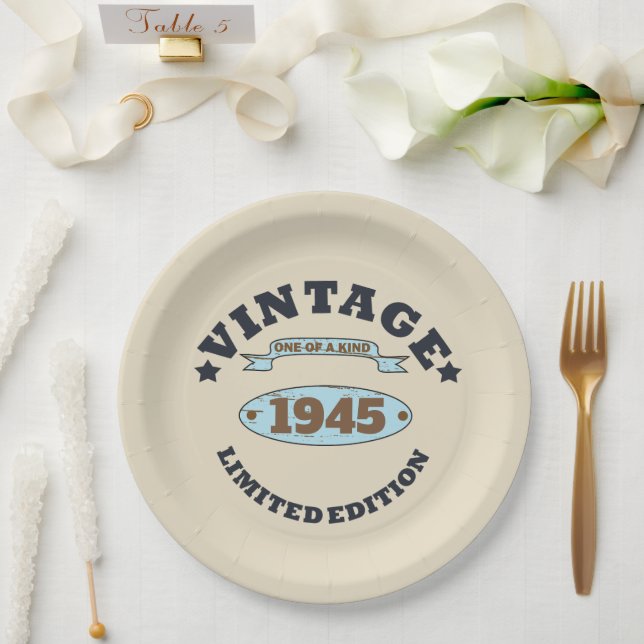 Personalisierte Vintage 85. Geburtstagsparty Pappteller (Hochzeit)
