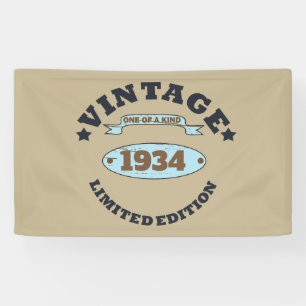 Personalisierte Vintage 90. Geburtstagsparty Banner
