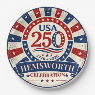 Personalisierte Vintage America 250 1776–2026 Pappteller