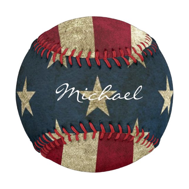 Personalisierte Vintage amerikanische Flagge Baseb Baseball (Rückseite)