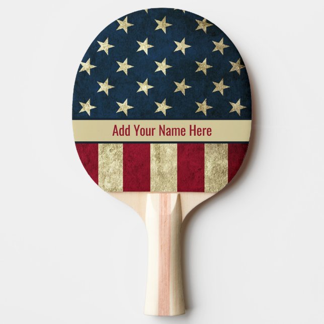 Personalisierte Vintage amerikanische Flagge Patri Tischtennis Schläger (Vorderseite)