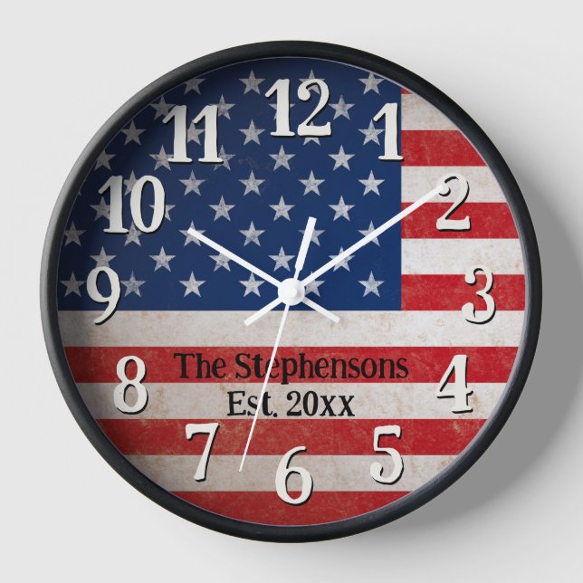 Personalisierte Vintage amerikanische Flagge USA P Uhr (Vorderseite)