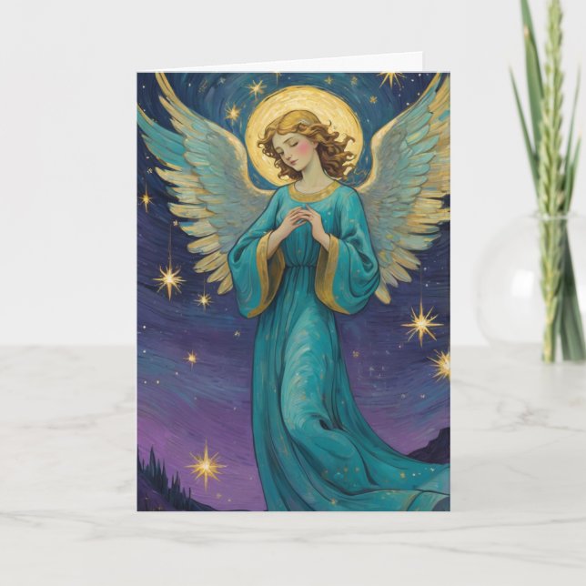 Personalisierte Vintage Angel Xmas Karte (Vorderseite)