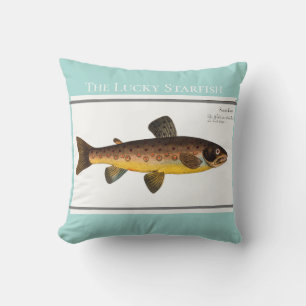 Personalisierte Vintage-Angeln Forelle Aquarell Kissen
