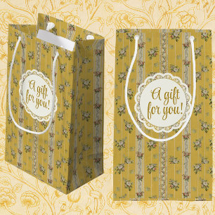 Personalisierte Vintage-Antik-Tapete Gelb Mittlere Geschenktüte