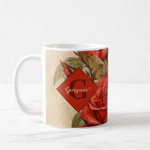 Personalisierte Vintage Aquarellblumen-Rote Rosen