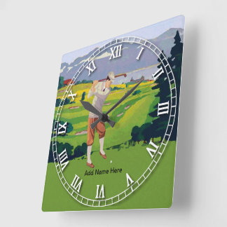 Personalisierte Vintage Art-Hochländer, die Szene Quadratische Wanduhr
