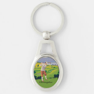 Personalisierte Vintage Art-Hochländer, die Szene Schlüsselanhänger