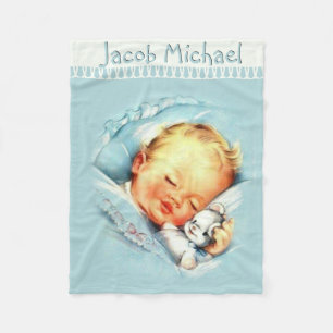Personalisierte Vintage Baby-Jungen-blaue Decke