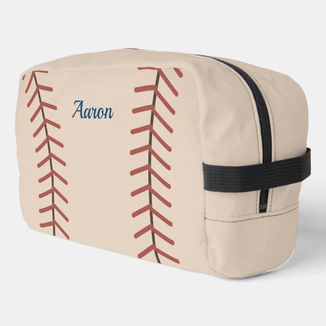 Personalisierte Vintage-Baseball-Reisetasche Waschbeutel (Linke Seite)