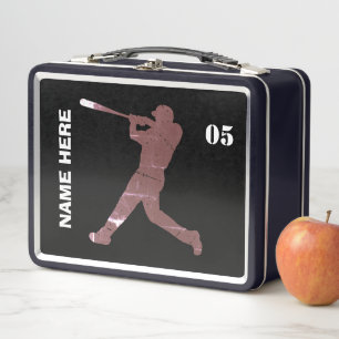 Personalisierte Vintage Baseballnummer Metall Brotdose